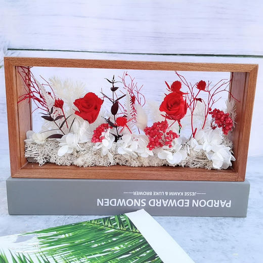 【永生花中空实木相框】手工diy材料包 永不凋谢的花束送男女老师朋友 教师节礼物 商品图6