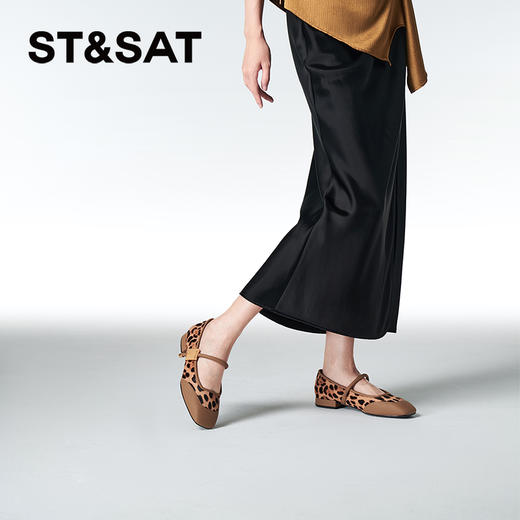 星期六时髦拼接豹纹粗跟玛丽珍SSC3111109 商品图6