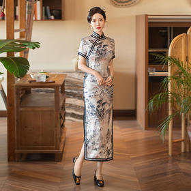 SYG-775老上海真丝旗袍2024年夏季新款桑蚕丝高级印花年轻款女新中式日常