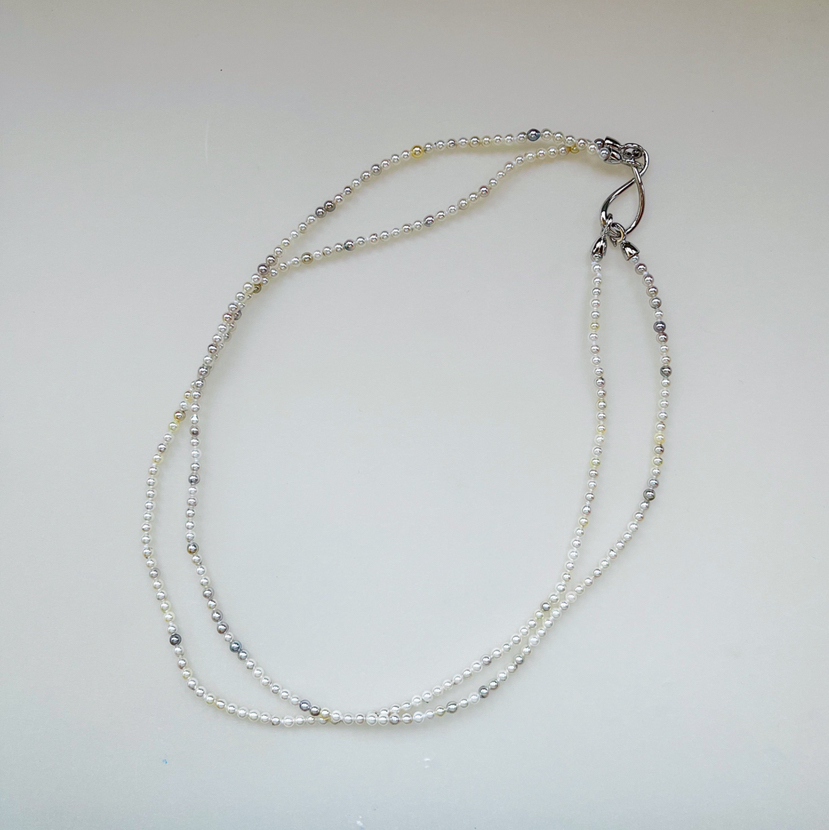 CHIC系列 14K镶双环AKOYA珍珠 复合功能项链