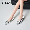 星期六质感镜面小方头平底单鞋SSC3111320 商品缩略图0