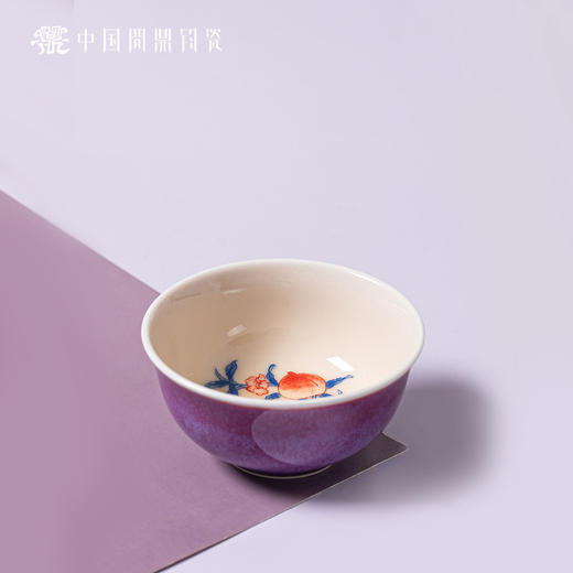 问鼎钧瓷鹅黄青花灵韵杯（红桃杏色） 商品图0