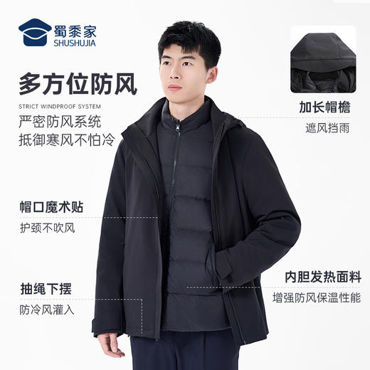 【实付满399送保温杯】【三合一鹅绒服夹克】可拆卸内胆羽绒外套防风保暖休闲棉服YZ401 商品图4