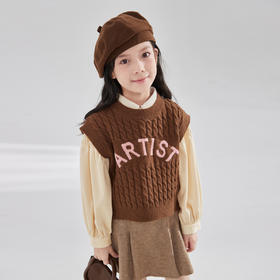 笛莎Deesha 女童2024秋季新款复古风针织马甲