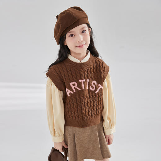 笛莎Deesha 女童2024秋季新款复古风针织马甲 商品图0
