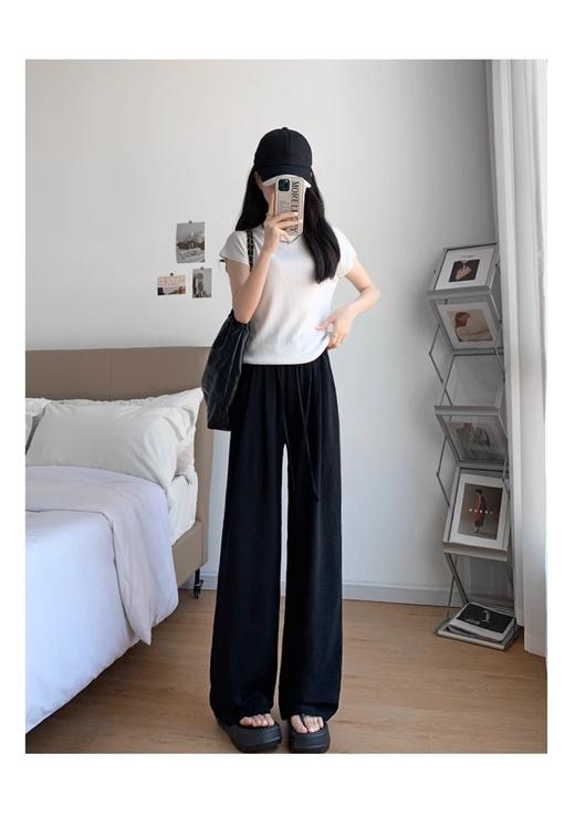 【满2件/38元】【秀黛】女士冰丝皱阔腿裤女士夏季休闲裤L2553005T【门店同款】【如遇缺货自动退款】 商品图2