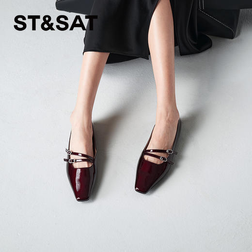 星期六质感镜面小方头平底单鞋SSC3111320 商品图4