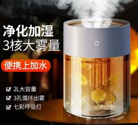【浪漫炫彩之夜！补水润养肌肤】家用大喷雾加湿器带氛围灯缺水自动断电喷雾器卧室三档空气增湿器，多模式循环切换，三档选择，净化空气不湿地板。ry