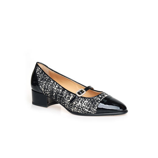 豪麟名鞋进口迪嘉女鞋玛丽珍鞋牛移膜革+织物F24373P黑色 商品图0