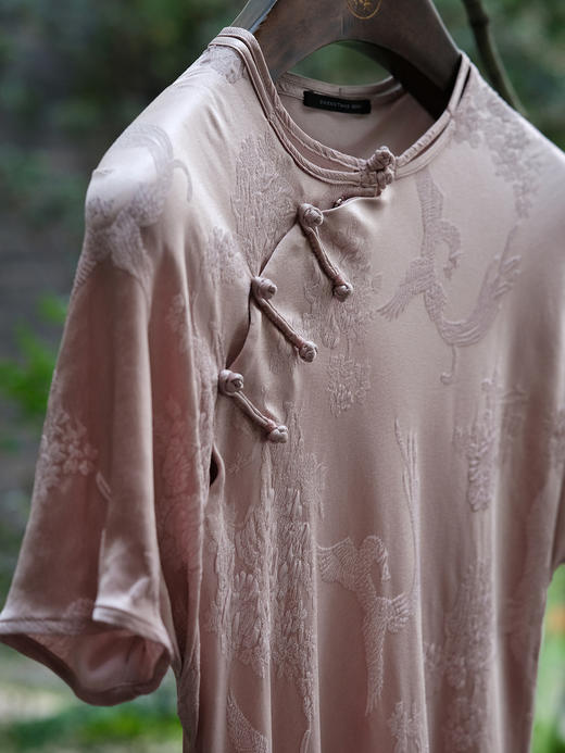 盛唐牡丹 |小凤凰纹冠乐绉短袖旗袍裙 商品图3