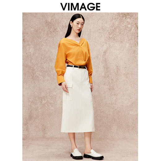 VIMAGE纬漫纪高腰包臀开叉显瘦时尚半身裙秋季新款V2206803 商品图1