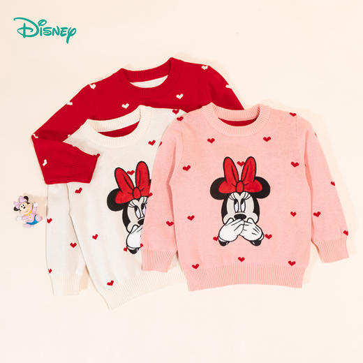迪士尼童装女童毛衣小米妮圆领套头毛衣纯棉针织套头上衣ZD3DS028 商品图2