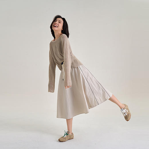 【100%尼龙】户外耐磨防水工装裙 双腰头撞色抽绳松紧A字伞裙 梨形身材半身裙 商品图8