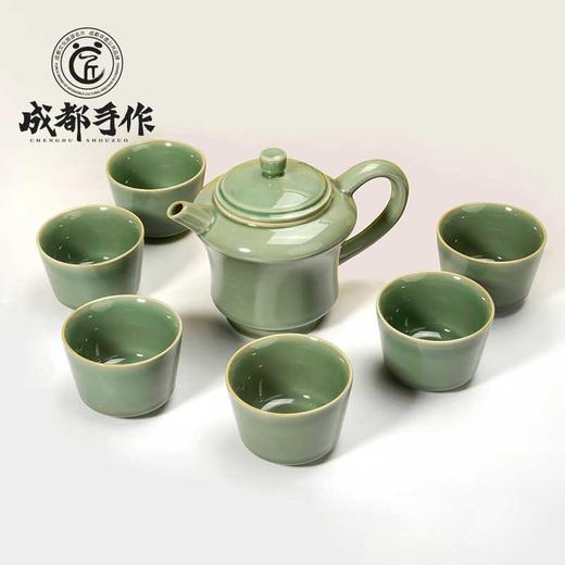 【邛窑￭铜绿釉茶具】成都手作功夫茶具一壶六杯 家用茶杯 高档送礼茶具【四川非物质文化】【大师匠作】 商品图1