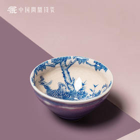 问鼎钧瓷鹅黄青花宋盏杯（凤凰栖梧）