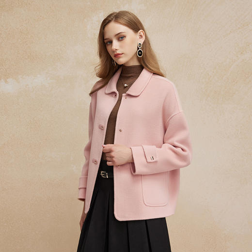 PH90024新款双面呢小翻领短款小个子气质减龄女式羊毛大衣 商品图2