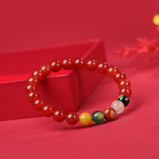 珩钻  新中式五路财神女款红玛瑙手串国潮手链8mm 商品图1