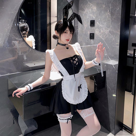霏慕深V镂空绑带束胸女仆装6281 商品图0