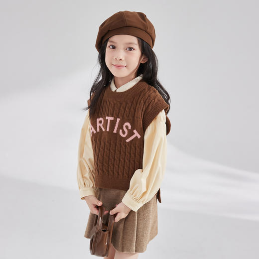 笛莎Deesha 女童2024秋季新款复古风针织马甲 商品图1