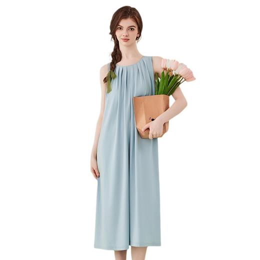 高级感兰精莫代尔棉无袖带胸垫睡裙女夏季睡衣裙女士家居服可外穿 商品图4