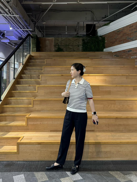 小禾1:1 24早秋｜通勤简约单口袋知性POLO领短袖针织衫上衣【包邮+三天无理由退huan】 商品图5