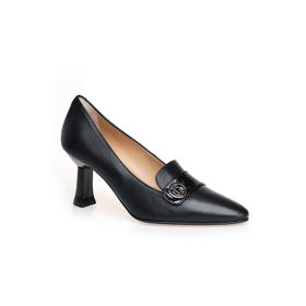 豪麟名鞋进口迪嘉女鞋皮鞋羊皮革F24291P黑色