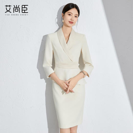 艾尚臣气质女神范连衣裙秋季新款时尚职业修身女装教师前台工作服 商品图5