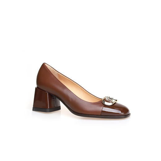 豪麟名鞋进口迪嘉女鞋皮鞋羊皮革F24328P咖啡色 商品图0