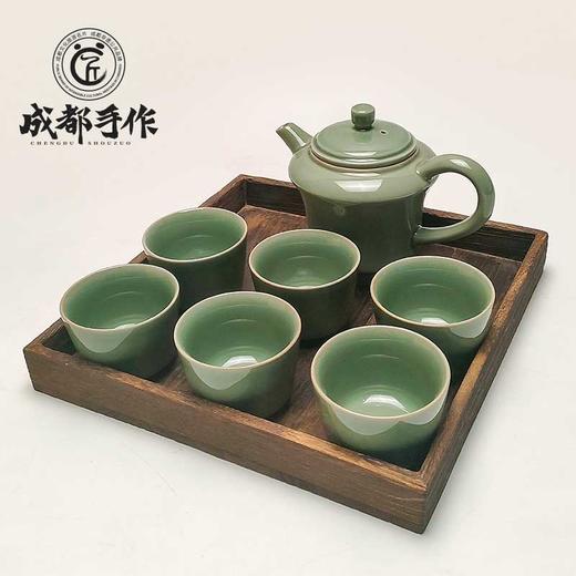 【邛窑￭铜绿釉茶具】成都手作功夫茶具一壶六杯 家用茶杯 高档送礼茶具【四川非物质文化】【大师匠作】 商品图4