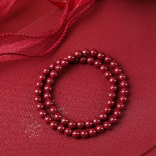 珩钻  国潮系列转运素圈（两圈）多圈手串高质朱砂手链6mm 商品图1