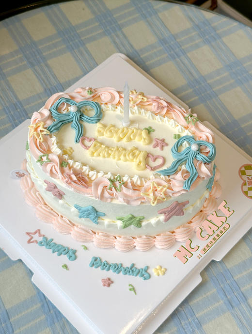 椭圆形ins韩风裱花蛋糕（包含原图蜡烛） 商品图1