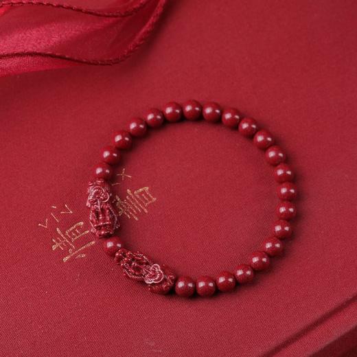 珩钻  国潮系列瑞兽双韵手串高质朱砂手链6mm 商品图1