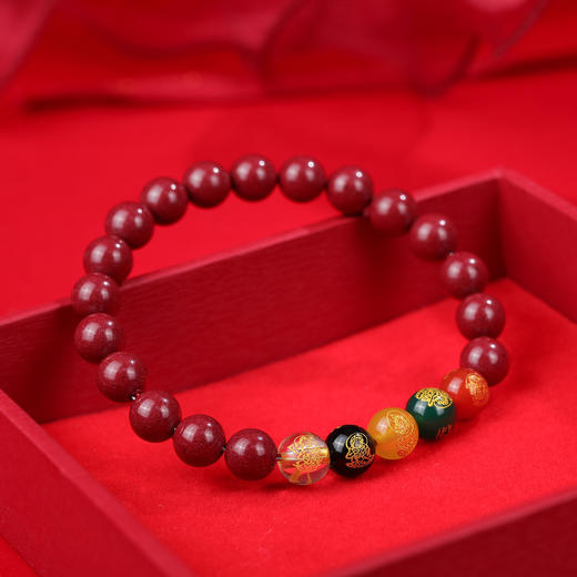 珩钻  国潮系列五路财神高质朱砂手链6mm 商品图3