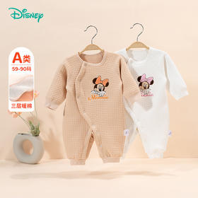 迪士尼童装女童侧开连体衣可爱米妮侧开三层暖棉连体衣ZD4DL001