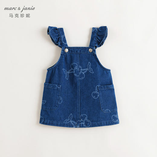 马克珍妮2024秋季新款 女童甜美樱桃亲肤纯棉牛仔背带裙 240979 商品图2