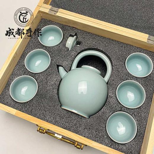 【邛窑￭天青釉茶具】成都手作功夫茶具一壶六杯 家用茶杯 高档送礼茶具【四川非物质文化】【大师匠作】 商品图4