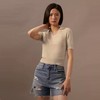 CK Jeans女士V字POLO领螺纹微弹短袖针织衫J223932 商品缩略图0