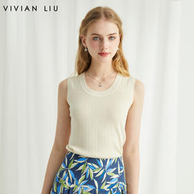 VIVIAN LIU薇薇安刘TR2426303春女装新款圆领宽罗纹领口针织背心