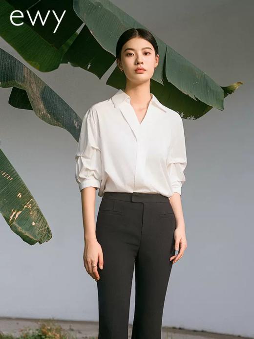 ewy2024春夏新款优雅白色衬衫女通勤上班内搭法式白领复古上衣OL 商品图2