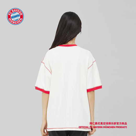 【官方正版】拜仁慕尼黑足球俱乐部|红白拼接线条T恤球迷印花短袖 商品图3
