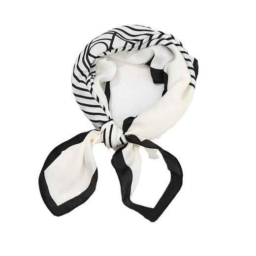 韩系时尚百搭职业仿真丝小领巾 优雅百搭 丝巾方巾高级感 复古印花丝巾女 商品图4