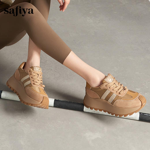 Safiya/索菲娅2024秋复古松糕拼色轻便百搭增高运动休闲阿甘鞋 SF43112099 商品图2