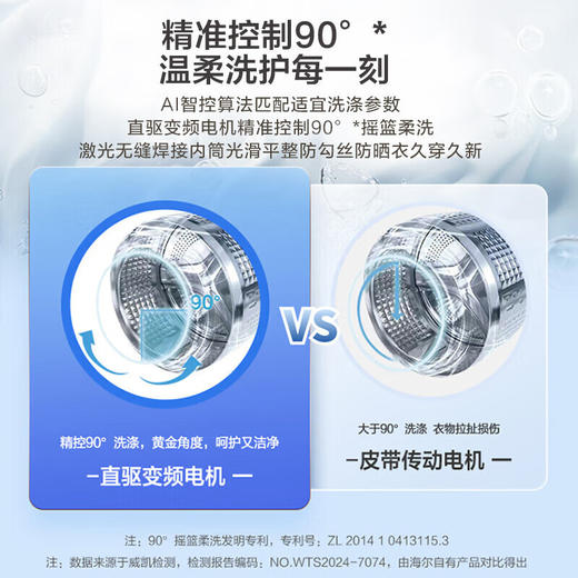 【朗境X11系列】海尔10公斤全自动滚筒洗衣机超薄直驱大容量精华洗家用双智能投放1.12洗净比羊毛绿标 576洗烘一体+3D透视烘+直驱精华洗 商品图2