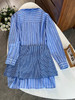 Ma*家早秋新款时尚蓝白条纹叠穿衬衫连衣裙 商品缩略图9