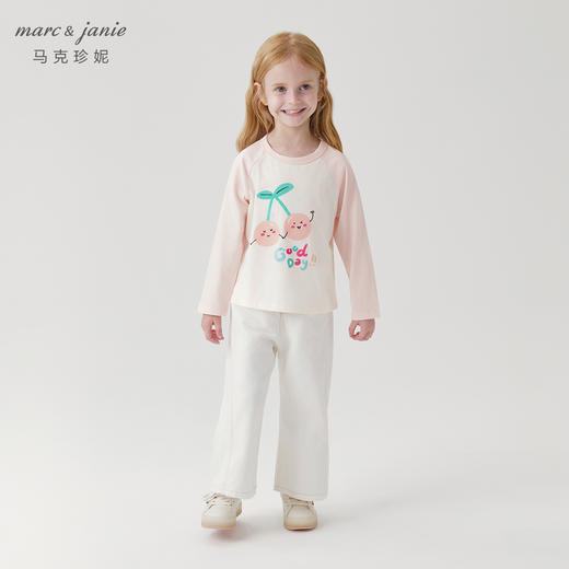 马克珍妮2024年秋装新款 女童趣味水果插肩长袖T恤 240968 商品图1