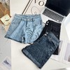 雀说 夏季200斤胖妹妹百搭显瘦弹力卷边牛仔短裤加大码女装4ZF-5408 商品缩略图1