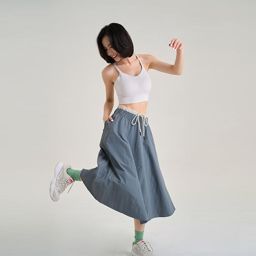 【100%尼龙】户外耐磨防水工装裙 双腰头撞色抽绳松紧A字伞裙 梨形身材半身裙 商品图2