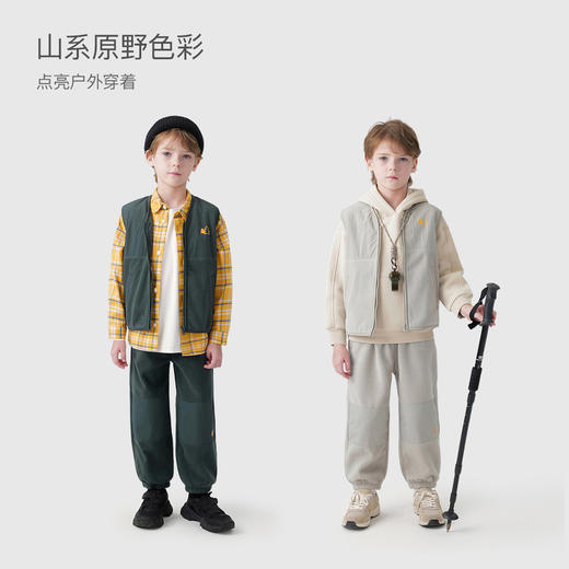 【山系户外】马克珍妮男童拼接摇粒绒马甲秋装背心儿童上衣241156 商品图1