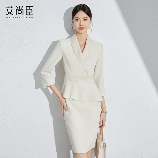 艾尚臣气质女神范连衣裙秋季新款时尚职业修身女装教师前台工作服 商品图4