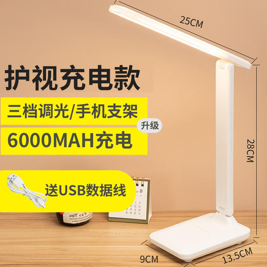 【多功能护眼台灯】学习娱乐两不误，舒适护眼更关键。智能触摸三档，眼前一亮；温馨守护，USB充电；触摸三档，光色随意；多角度折叠、舒适随行、充电插电两用，适用于学生、办公人员！ 商品图13